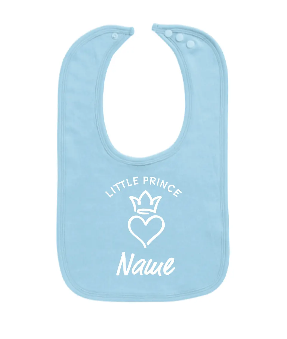 Babylätzchen - PRINCE - blau mit weißem Druck