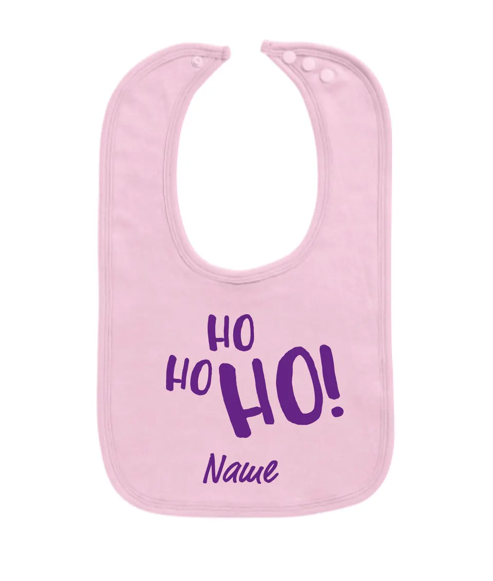 Babylätzchen - HOHOHO - rosa mit lila Druck