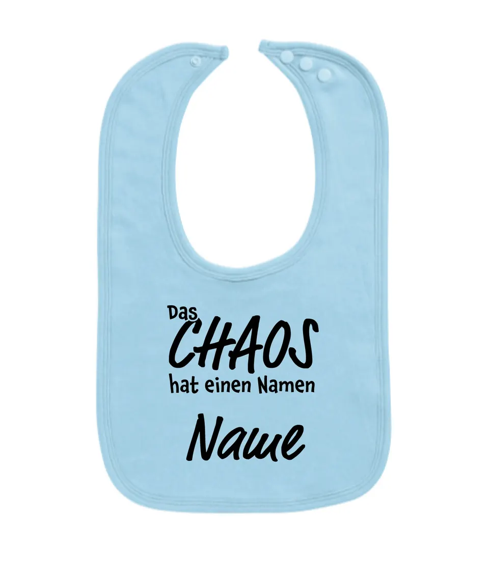 Babylätzchen - CHAOS - blau mit schwarzem Druck