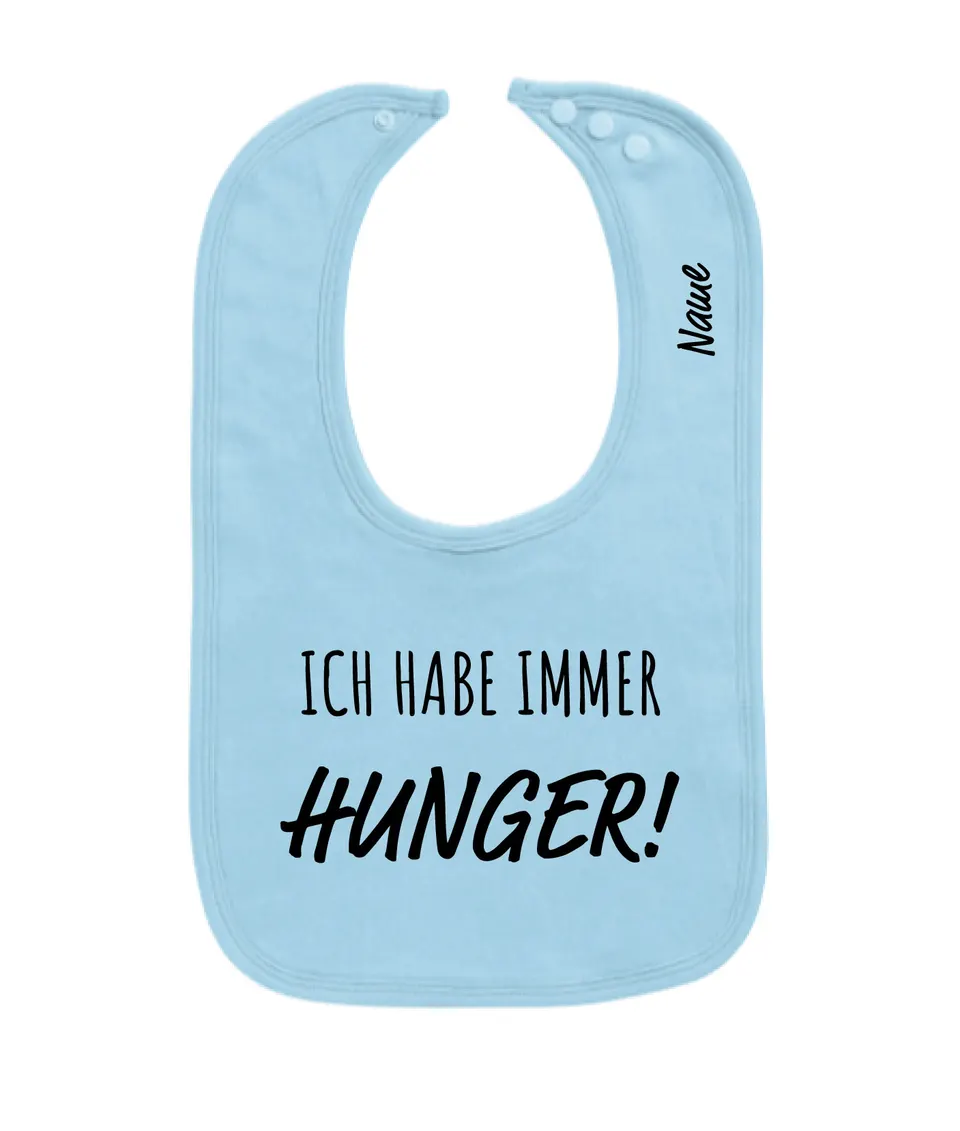Babylätzchen - HUNGER - blau mit schwarzem Druck